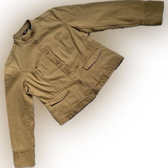 MOSSIMO tan cotton jacket with buttons, large. - Picture 2 of 8